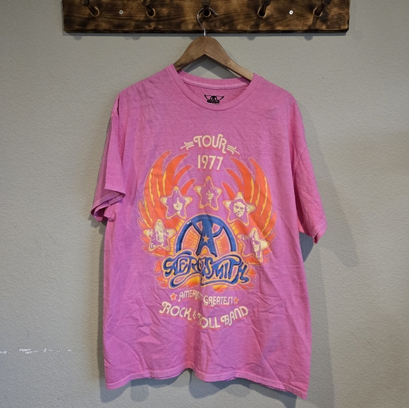 Tops - Aerosmith 1977 Tour Pink T-Shirt